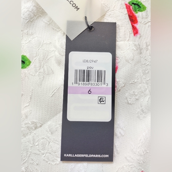 Karl Lagerfeld Dress Sz 6 Sleeveless Pink White Posey Floral Back Zip Lined - Picture 11 of 15